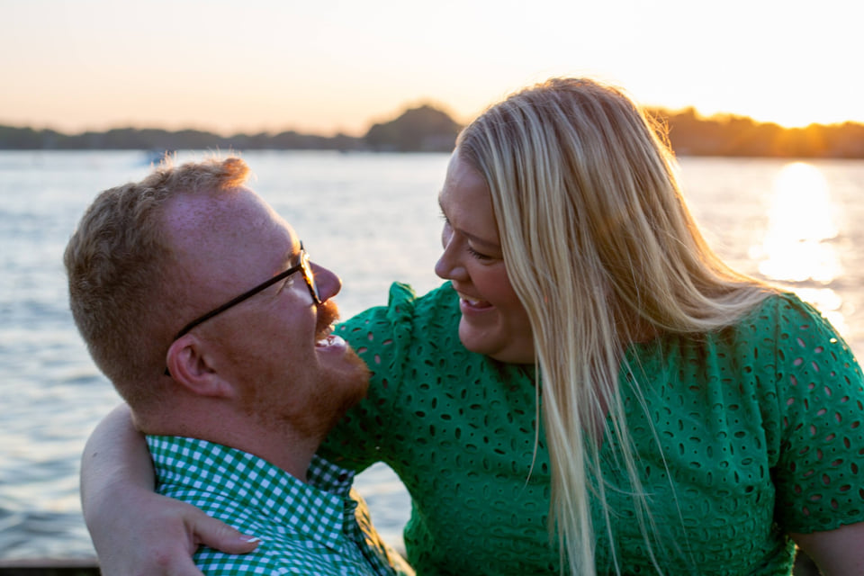 Luke and Lydia together at sunset